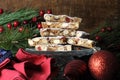 Stack of slices of traditional festive Christmas Italian style Panforte