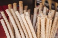 Stack of small waffle cones for ice cream Royalty Free Stock Photo