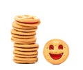 Stack of smile biscuits. Royalty Free Stock Photo