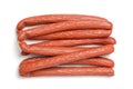 Stack of smoked sausages isolated