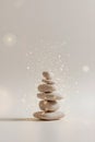 Perfectly Balanced Zen Stone Stack in Ethereal White Luxury Wellness Concept Royalty Free Stock Photo
