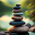 a stack of smooth river stones arranged in a balanced tower Royalty Free Stock Photo