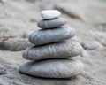 Balanced Stones on Beach Royalty Free Stock Photo