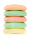 Stack of soap different colors isolated on white background Royalty Free Stock Photo