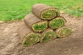 Stack of Sod Rolls Royalty Free Stock Photo