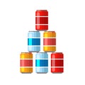stack of Soda in colored aluminum cans set icons Royalty Free Stock Photo