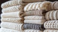 A Stack of Soft Knitted Sweaters in Neutral Colors Royalty Free Stock Photo