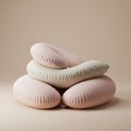 A stack of soft, pastel-colored cushions with a smooth, plush texture, arranged in a Royalty Free Stock Photo