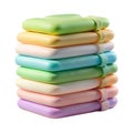 Stack of soft pastel colored rectangular sponges for cleaning or bathing Royalty Free Stock Photo