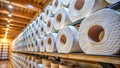 Stack of Soft Toilet Paper Rolls: A Practical and Stylish Bulk Purchase for Home or Royalty Free Stock Photo