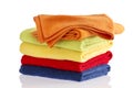 Stack of soft towels in the colors of the rainbow