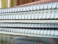 A stack of spring notebooks. Thick notebooks or notebooks placed on top of each other. Office items for records, keeping Royalty Free Stock Photo
