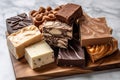 stack of square brownie and chocolate brownie squares