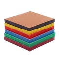 Stack of square colored paper sheets in red, yellow, blue, green, pink, brown, and black image Royalty Free Stock Photo
