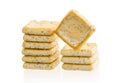 Stack of square crackers isolated Royalty Free Stock Photo