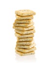 Stack of square crackers isolated Royalty Free Stock Photo