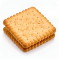 Stacked crispy crackers with scalloped edges, ready for snacking on white background Royalty Free Stock Photo