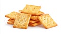 Stack of square crackers on white background. Neural network AI generated Royalty Free Stock Photo