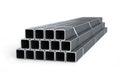 Stack of square pipes isolated on white background Royalty Free Stock Photo
