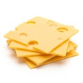 Stack of Square Processed Cheese Slices with Holes yellow Royalty Free Stock Photo