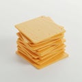 Stack of square processed cheese slices with a smooth, glossy texture and pale yellow Royalty Free Stock Photo