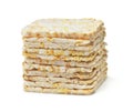 Stack of square puffed wholegrain rice crispbread Royalty Free Stock Photo
