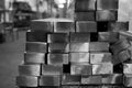 Stack of stainless steel square tube Royalty Free Stock Photo