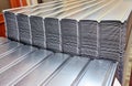 Stack of steel coils in warehouse