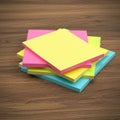 Stack of sticky notes in various bright colors including yellow, pink, green, and blue, Royalty Free Stock Photo