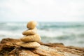 Stack Stone on sea at coast. Royalty Free Stock Photo