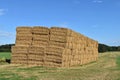 Stack of straw, square bundles straightened on each other