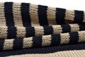 Stack of striped knitted fabric Royalty Free Stock Photo