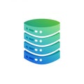 Stack of stylized server disks in a gradient of green to blue. The design features four Royalty Free Stock Photo