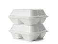 Stack of styrofoam containers isolated on white background Royalty Free Stock Photo