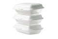 Stack of Styrofoam takeaway boxes on white background : Clipping path included. Royalty Free Stock Photo