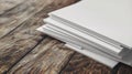 Stack of Sublimation Paper Sheets on Wooden Surface