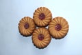 Stack of sweetmeal digestive biscuits isolated on white background