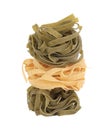 Stack of tagliatelle italian pasta. Royalty Free Stock Photo