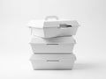 Stack of takeout containers isolated on white background Royalty Free Stock Photo