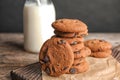 Stack of tasty chocolate chip cookies Royalty Free Stock Photo