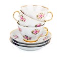 Stack of teacups with saucers Royalty Free Stock Photo