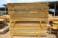 Stack of teak wood boards in lumber yard. pile Wooden Royalty Free Stock Photo