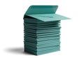 Stack of teal envelopes with a slot on top suggesting a collection or mailing system Royalty Free Stock Photo