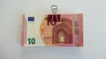 Stack of 10 ten euro banknotes clipped Royalty Free Stock Photo