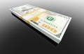 Single Stack of Ten Thousand Dollars of One Hundred Dollar Bills on Black Reflective Surface Royalty Free Stock Photo