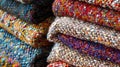Stack of Textured Boucle Fabric Close-up