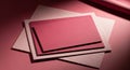 Stack of textured pink and red paper sheets with lighting stationery card Royalty Free Stock Photo