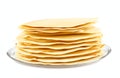 Stack of thin crepes isolated on transparent or white background