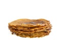 Stack of thin pancakes isolated on white background Royalty Free Stock Photo