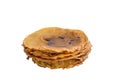 Stack of thin pancakes isolated on white background Royalty Free Stock Photo